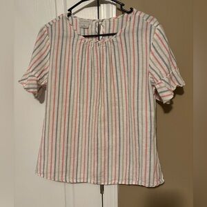 Van Heusen Multicolor Striped Blouse Size Medium